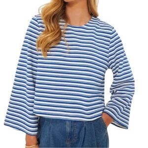 Tuckernuck Pomander Place NWT Regatta Stripe Alexia Shirt Bell Sleeve Women’s XS